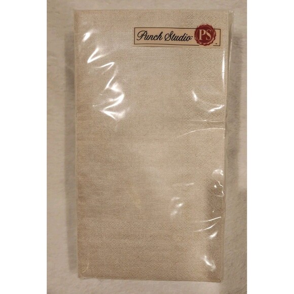 Punch Studio Tan Burlap 32 Guest Towel Paper Napkins New - Picture 5 of 5